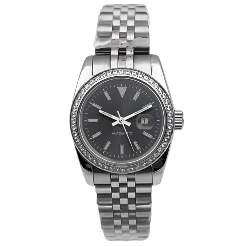 LADY-SEIKOJUST DIAMOND BEZEL BLACK DIAL
